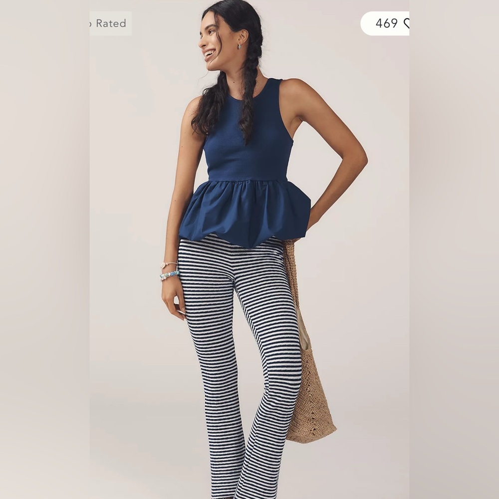 NWT Maeve Bubble Peplum Tank - Navy